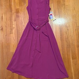 Sharagano Purple Button-Down Maxi Dress
